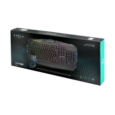 Combo Gamer Unno Tekno Brave BRV82 Teclado y Mouse Retroiluminados Anti-Ghosting DPI Ajustable Cable Trenzado - Img 112298928