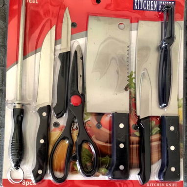 Cuchillos de acero con tabla para cortar y sin tabla con hacha - Img 106599470