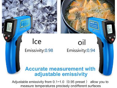 Termómetro infrarrojo para cocinar, calibrar etc, emisividad ajustable con temperatura de -50 a 400 Grados Celsius - Img 62957527