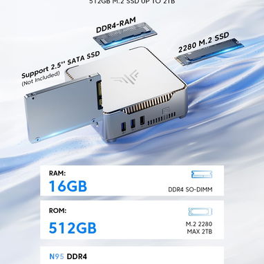 Mini PC KAMRUI GK3Plus – Intel Alder Lake N95 (hasta 3.4 GHz), 16GB RAM DDR4 + 512GB SSD, 4K - Img 123375948