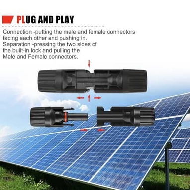 Conector MC4 para panel solar, 1000V, 30 A, IP67, impermeable, macho/hembra, adecuados para cables solares de 14 a 10AWG - Img 122384663