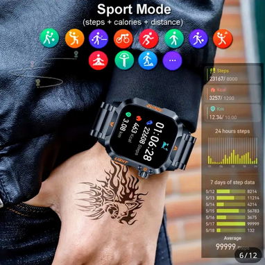 Smartwatch o Reloj Inteligente de Hombre con Linterna y múltiples funciones, Modelo HT26. Nuevos en caja. - 3/8
