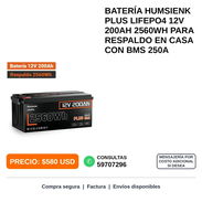 Batería Humsienk Plus LiFePO4 12V 200Ah 2560Wh BMS 250A - Img 58466154