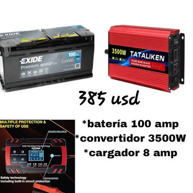 Combos para tener corriente en su hogar Convertidor,  Cargador y batería - 3/3