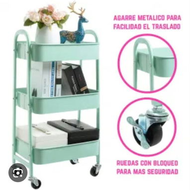 Carrito de Almacenamiento de Metal con 3 Niveles (DH)) - 3/6