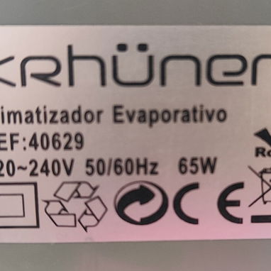 Enfriador de aire portátil. 220/240 v - 50/60 Hz - 65 w - Img 122292811