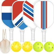 Juego de 4 Paletas de Pickleball aprobadas por USAPA, de madera, duradera ,con 4 bolas (2 para interiores y 2 para exter - Img 49628046