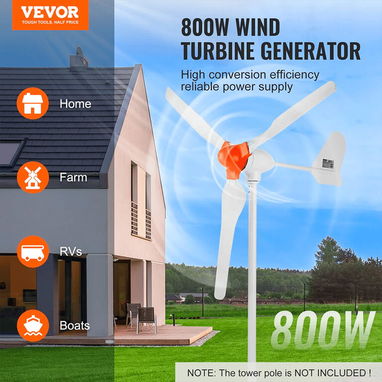 Generador Eólico VEVOR 800W 12V Turbina de Viento 3 Aspas Con Controlador MPPT Kit Con Anemómetro 🔶 $350 - 3/7