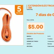 Extensión Eléctrica S.P.C 5m Naranja de Funcionamiento Seguro y Estable VPT#-0464 - Img 55669310