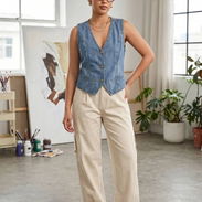 pantalones de mujer y chaleco de mezclilla - Img 57623382