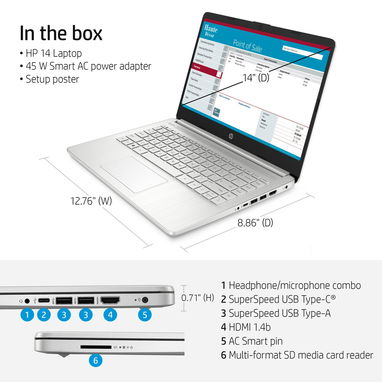 LAPTOP 🎁NUEVA🎁📦CAJA, HP Notebook (14-dq2031wm), 14" HD, Intel Core i3-1115G4, 4GB RAM, 128GB SSD, 8Horas - Img 127003667