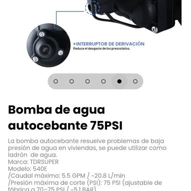 Bomba de agua autocebante 75PSI. La bomba autocebante resuelve problemas de baja presión de agua en viviendas - 5/6