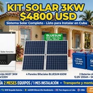 *KIT SOLAR COMPLETO 3KW - $4800 USD* ☀️ Sistema potente para toda la casa *INCLUYE:* ✅ Inversor Híbrido MUST 3KW - Img 57087974