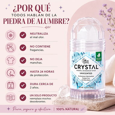 Piedra grande Crystal Essence desodorante de alumbre 120 gramos - Img 125208469