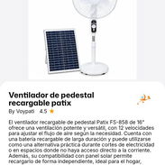 Ventilador de pedestal recargable con panel solar - Img 58065737