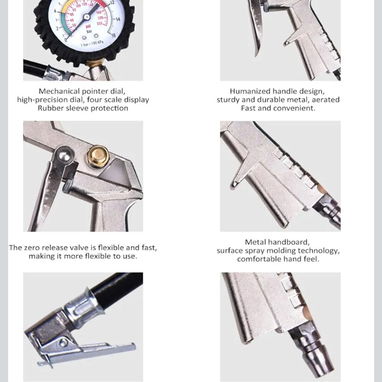 Pistola profesional para compresor, inflar y calibrar neumáticos - 3/5