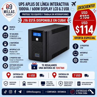 $61usd 🔋UPS Aplus 600VA/ 360W/ 8 Tomas🔋 - Img 126675509