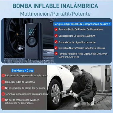 Compresor de aire portátil y recargable con bateria de 9000mha - Img 122703953