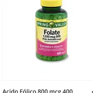 Acido Fólico 800 mcg 400 tab 28 usd - Img 54649199