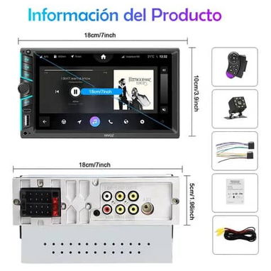 Reproductor para carro pantalla táctil 7 pulgadas. Con mando en el volante y cámara de retroceso.  70 usd - 3/3