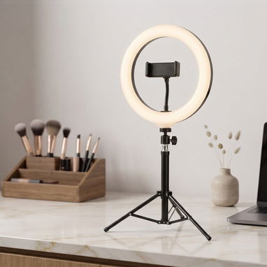 Aro de luz LED + trípode + soporte para celular - 3/4