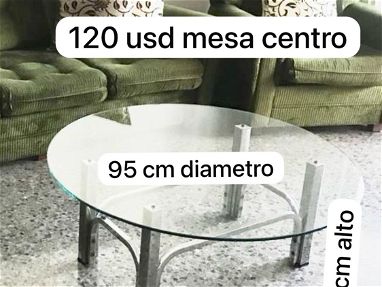 Mesa de centro con cristal redondo - Img 65120240