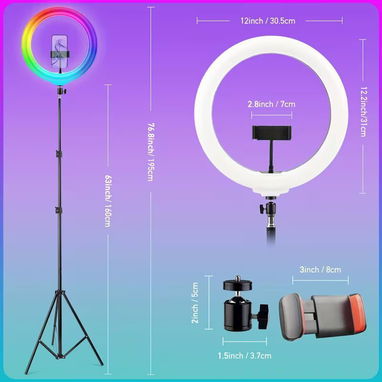 ☎️53544655 🛵 Entrega Disponible ⭐Aro de Luz LED RGB 12” con Trípode 63” y Soporte para Teléfono ⭐ - Img 115597175