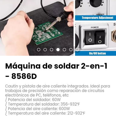 Máquina de soldar 2-en-1 - 8586D. Cautín y pistola de aire caliente integrados. - 4/4
