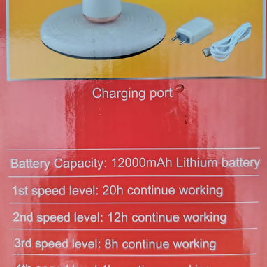 Ventilador Recargable JAYSUPER 12" 12000 mAh Se puede ajustar a 3 tamaños Precio: 75 usd 1 mes de garantía - Img 122550059