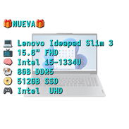 LAPTOP 🎁NUEVA🎁📦CAJA, Lenovo Ideapad Slim 3 (82X700EDUS), 15.6" FHD IPS, Intel Core i5-1334U, 8GB DDR5, 512GB SSD - Img 55781401