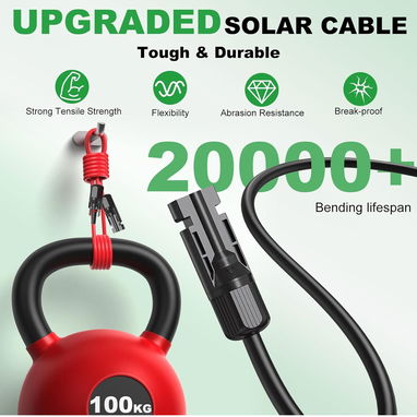 EXTENCION ORIGINAL COMPRADA EN AMAZON Y CABLES CON CONECTORES XT60i SOLAR DE 15 METROS DE 10AWG  50 PIES - 3/4