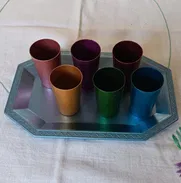 Juego de 6 Vasitos de Chupito con Bandeja de Aluminio Coloreado - Img 50861134