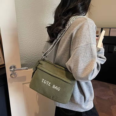 🍒Bolso Tote de Pana Vintage para Mujer ( Blanco )🍒 - 3/4