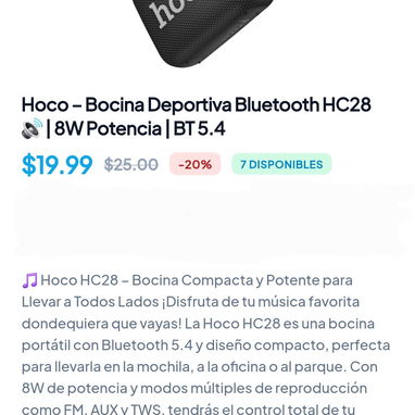 Hoco - Bocina inalámbrica y Hoco - Bocina deportiva Bluetooth HC28, Bluetooth 5.4 - Img 127585801