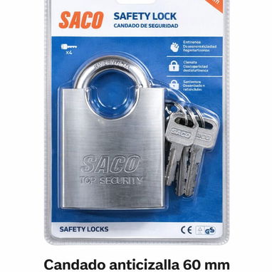 Candado anticizalla 60 mm  De acero reforzado, con 4 llaves anticopia Cod:Alofokee - Img 121995556