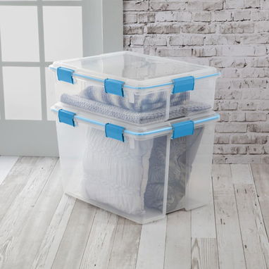 Cajas Sterilite 80 Qt (76 Litros) con Goma Sellada. Transparente, hermetica - 3/4