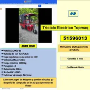 Triciclo Electrico Topmaq....4600 USD....51596013....Mensajeria gratis toda la habana...Garantia : 1 mes (MV-929) - Img 57845055