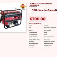 Planta Eléctrica a Gasolina 5500W Maxmech con Voltímetro Incorporado VPT#-0243 - Img 55437182