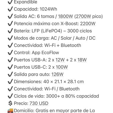 Estaciones de energía EcoFlow delta 2 y delta 2 Max. NUEVO. ENTREGA INMEDIATA - Img 121015985