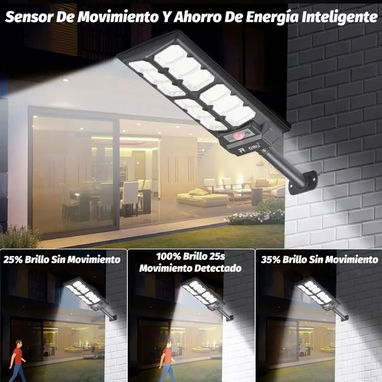 Lampara solar de  exterior 680w con sensor de movimiento, mando a distancia y accesorios de montaje. - 3/5