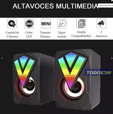 Bocina Para Pc Computadora Altavoces Gamer  Rgb Led - Img 81786774