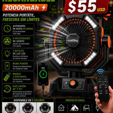 Ventiladores recargables de 20000mAh y 40000mAh - 4/4