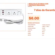 Extensión Eléctrica con Enchufe Universal y 3 Puertos USB de Carga VPT#-0266 - Img 55666926