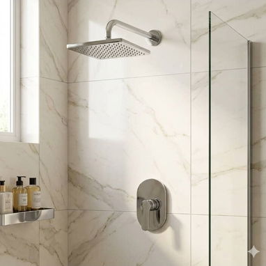 Llave mezcladora monomando para ducha con su plafón cuadrado de 8 pulgadas - Img 120465127