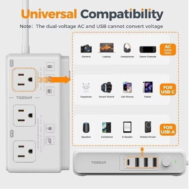 ☎️53544655 🛵 Entrega Disponible ⭐ TESSAN Extensión Eléctrica con USB – Regleta Multitoma⭐ - Img 119110046