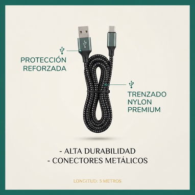 🛍️ cable de 3 metros para camaras tipo C - 2/2