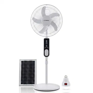 Ventilador Recargable de pedestal Stavel con panel solar y bombillos - Img 121467027