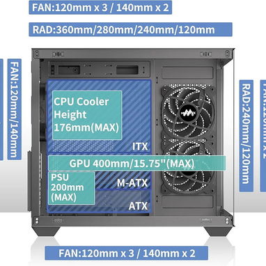 MUSETEX Caja ATX Gaming 📦 Nueva 🖥️ ATX | vidrio templado 270° 🌬️ 3 ventiladores 120mm - Img 123724740