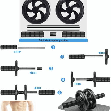 Kit de ejercicios rodillo abdominal barras push-up ejercitador suiza nuevo en caja 54321470 - Img 96352081