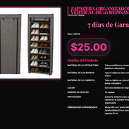 Organizador calzado 10 repisas gris metal y plástico, Zapatera vertical 10 pisos gris 18cm entre repisas . - Img 57355079